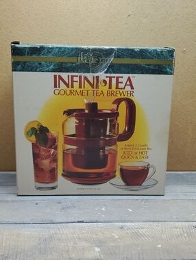 Gemco Infini Tea Gourmet Brewer Pot Stove Top Glass New Size 2 Quarts  NIB